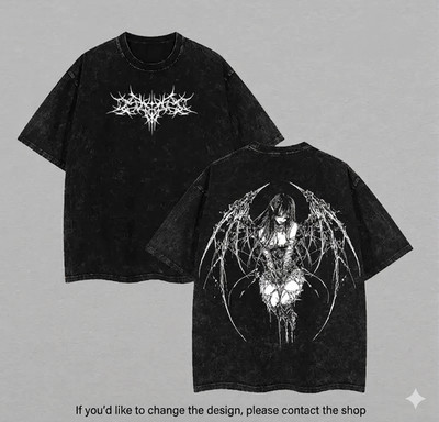 Gothic Fallen Angel Graphic T-Shirt Vintage Dark Fantasy Streetwear Double Tee