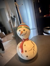 Hand Painted Snowman Gourd Winter Christmas Decoration Art