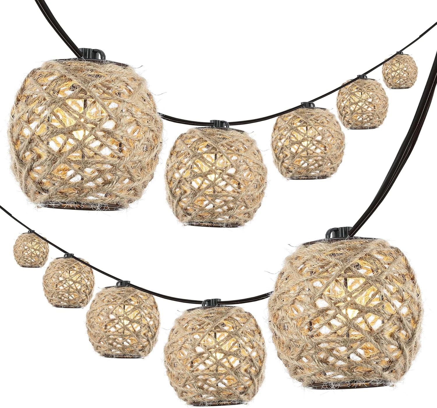 Rustic Coastal 10' LED String Lights with Hemp Rope for Indoor/Outdoor Decor