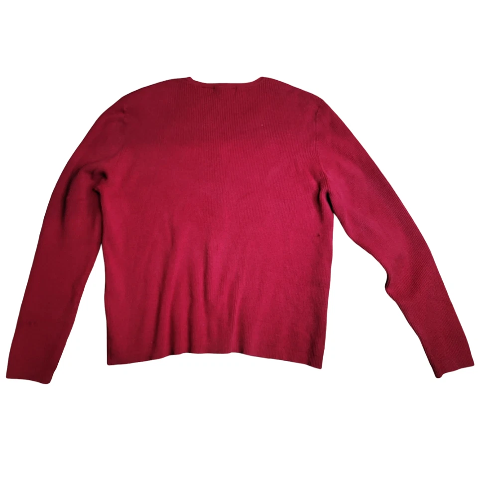 Cárdigan para mujer Laura Scott XL rojo mezcla de seda cuello redondo botón delantero suéter Foto 2 de 4