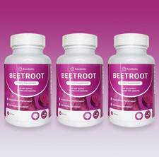3PCS Rosabella Organic Beet Root 60 Capsules Natural Energy Boost Blood Pressure