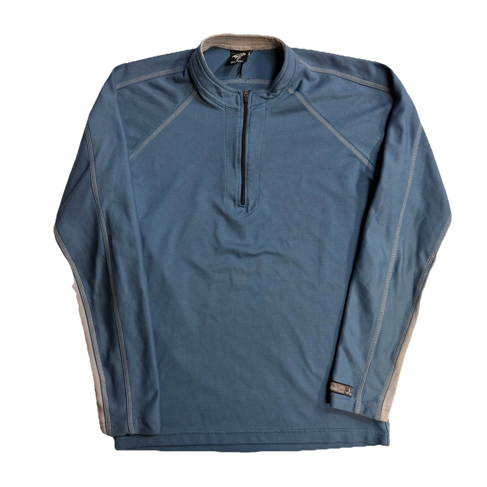 Prana Active Pullover Half Zip Long Sleeve Athletic Shirt Blue Outdoors Large