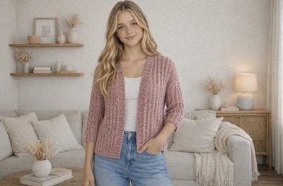 Kids Only Brand Pink Wool Blend Long Sleeve Open Front Girls Cardigan S/6Y NWT