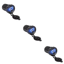 3pcs Dual USB Car Charger Dual USB Outlet with Switch Quick Charger