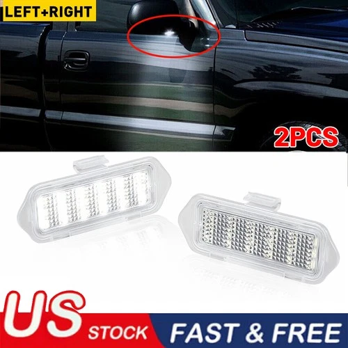 LED Side Mirror Puddle Lights For 03-06 Escalade Silverado Sierra Suburban Tahoe