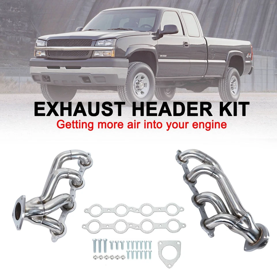 🚀Exhaust Headers Fits Chevy Silverado 1500 2500HD 3500HD 4.8 5.3 6.0L 2002-2016 Foto 2 de 4