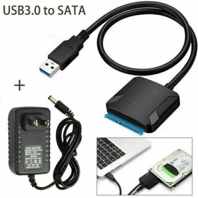 Adattatore USB 3.0 A SATA Per HDD/SSD | Supporta Dischi 2.5 E 3.5 Pollici | Con Alimentatore 12V | Plug And Play