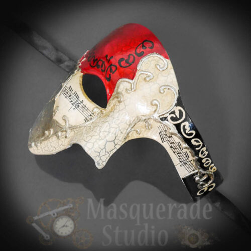 Mens Musical Phantom of the Opera Venetian Classic Masquerade Mask [Red/Silver] - Picture 3 of 4