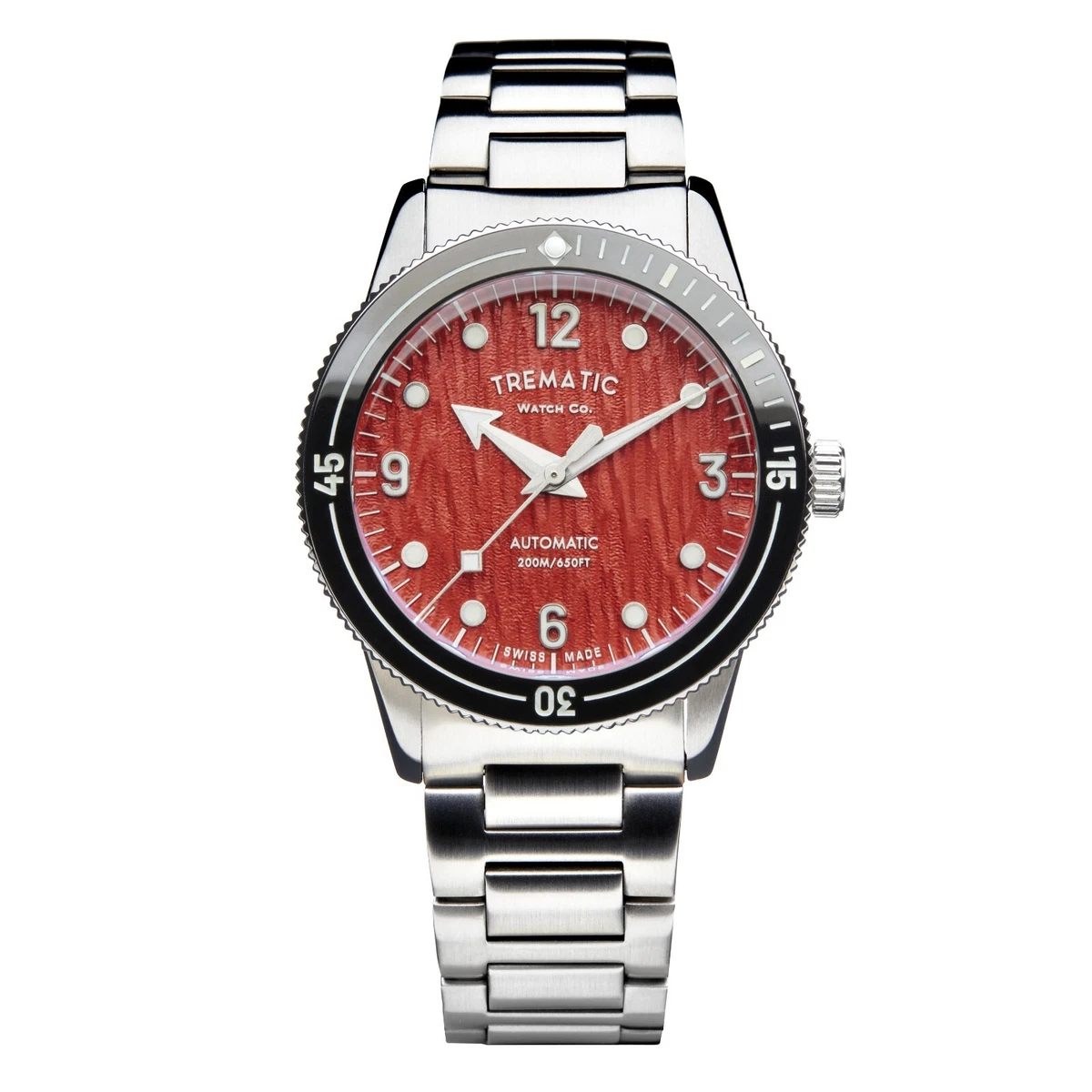 Trematic Mens AC 14 Red Dial Stainless Steel Bracelet Automatic