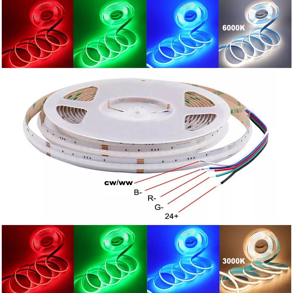 24V 5m COB LED Strip RGBW 784LEDs/m Flexible Tape Lights Home Decor DIY Lighting