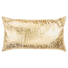 Rizzy Gold Foilage Cotton Glam Modern Contemporary Throw Pillow Floral T16771