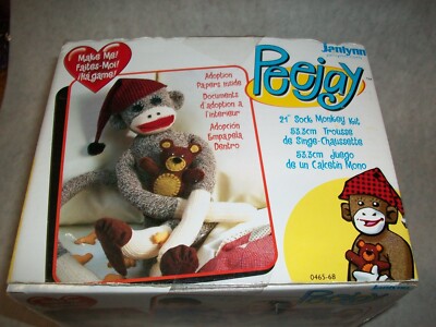 JANLYNN PEEJAY 21'' SOCK MONKEY & TEDDY SEWING KIT -NIB- Style 0465-68 Age 7+
