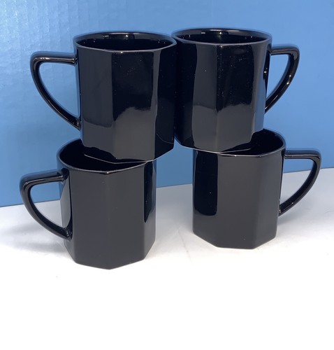 Set 4 Jack Lenor Larsen Mikasa Obsidian Black Terra Nova Coffee Mug Cup Vintage - Picture 8 of 12