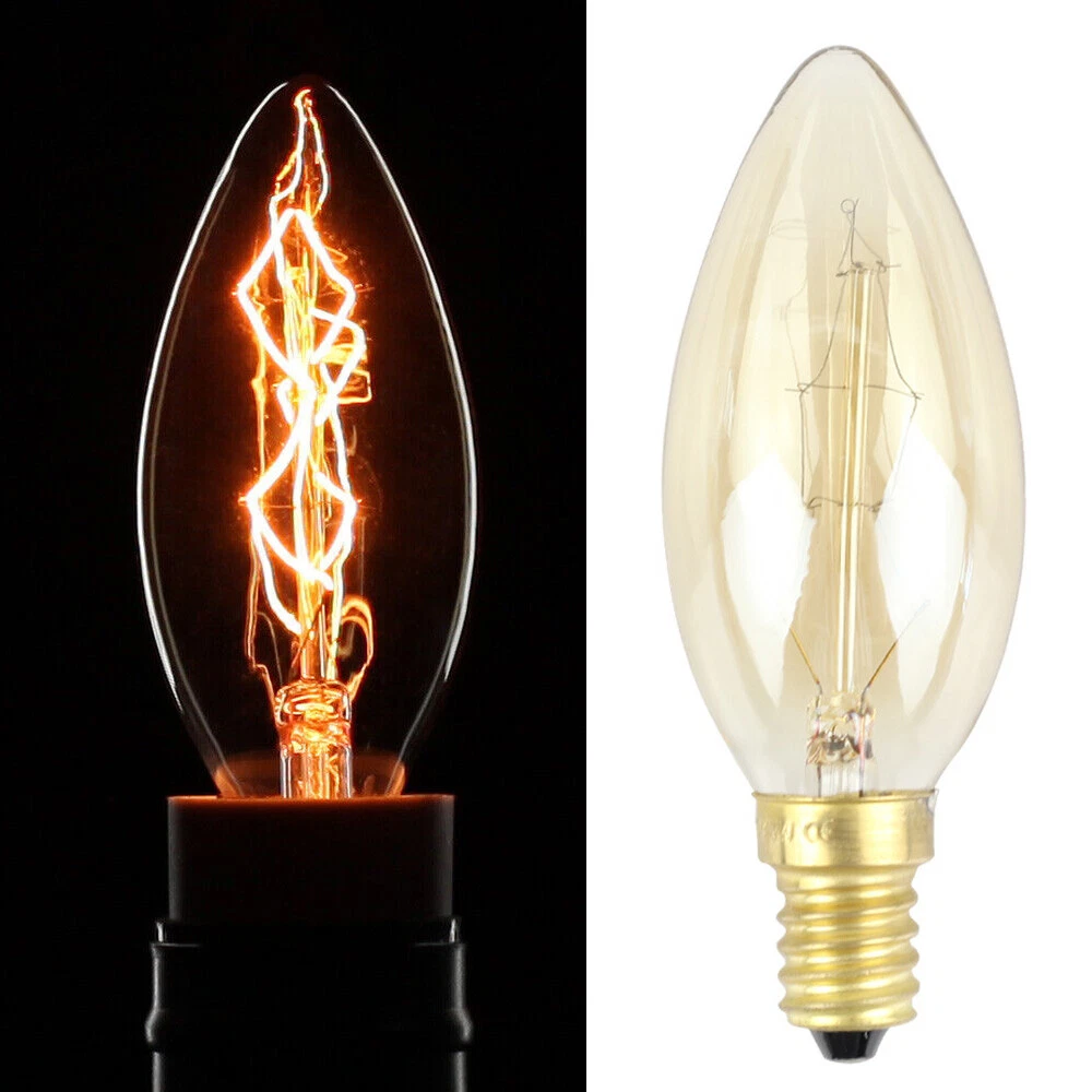 Vintage 40W E14 Base C35 Edison Retro Filament Incandescent Lighting Candle Bulb