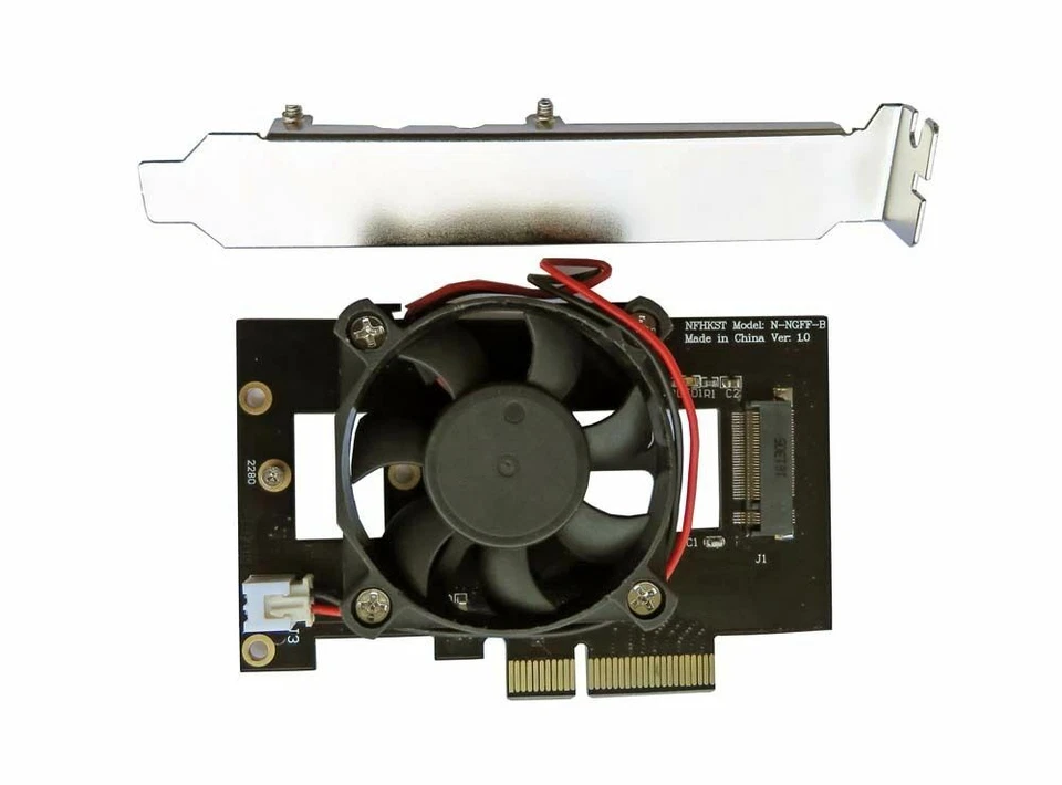 Tarjeta adaptadora SSD M.2 NVMe PCIE 4.0 X4 a M interfaz clave con ventilador refrigerador refrigeración Foto 3 de 4