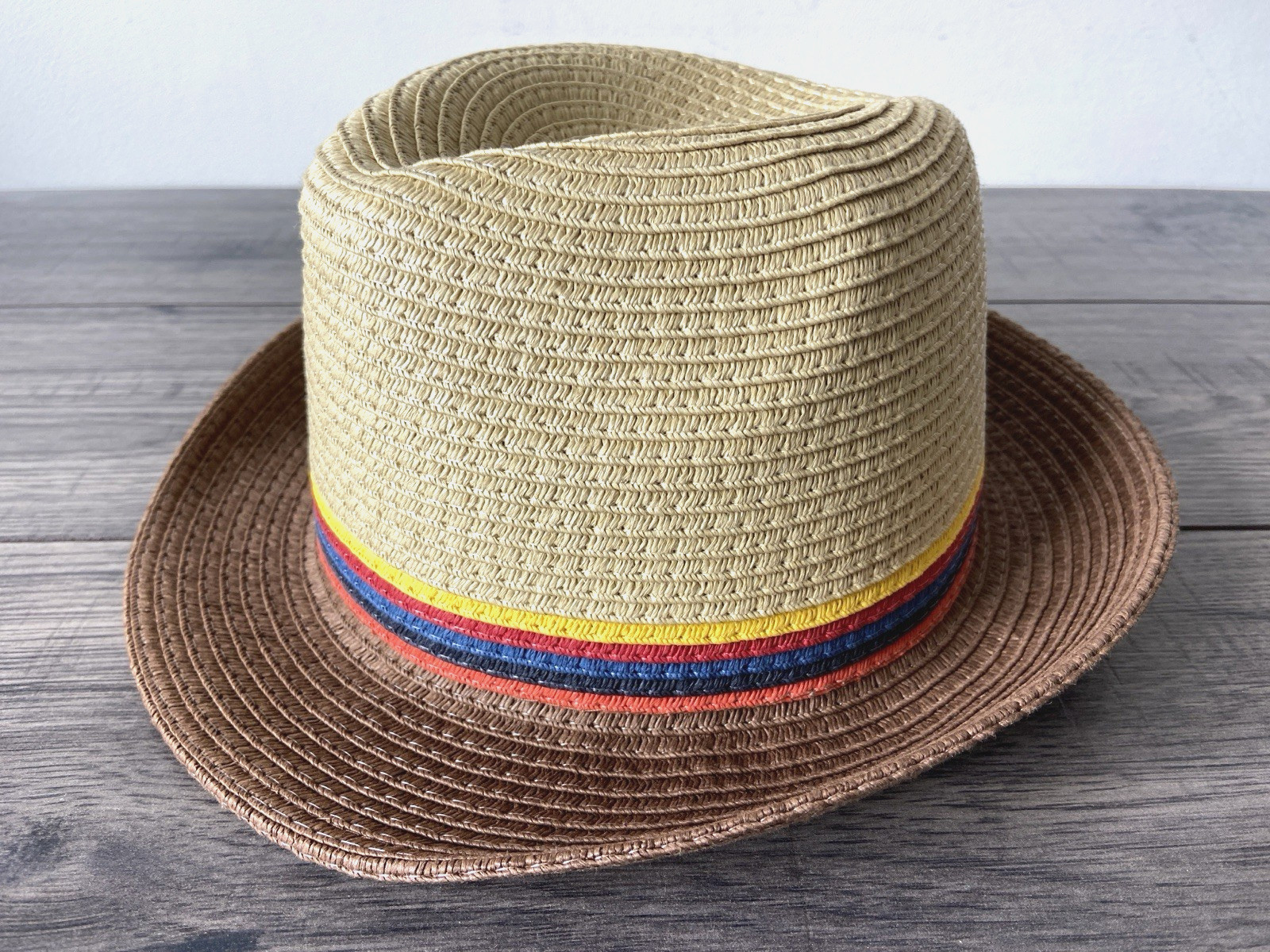 PAUL SMITH BRIGHT STRIPE TRIM STRAW TRILBY HAT SIZE S (56cm) BNWT