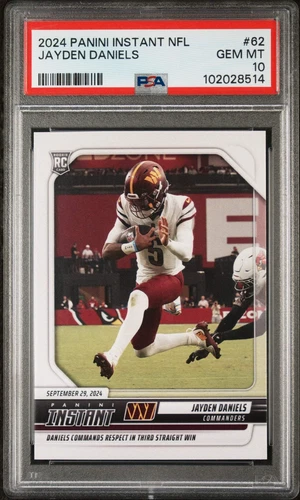 Graded 2024 Panini Instant NFL Jayden Daniels #62 Rookie RC Football Card PSA 10