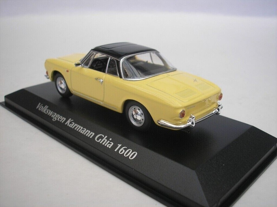 Minichamps / Maxichamps 1/43 - Karmann Ghia 1600 Jaune/Noir 1966 - Neuf En Boîte