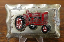 Vintage 1980s Farmall M Tractor International Harvester Enamel Belt Buckle