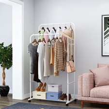 Metal Clothing Garment Rack Heavy Duty Rail Clothes Organizer Storage Shelf Home