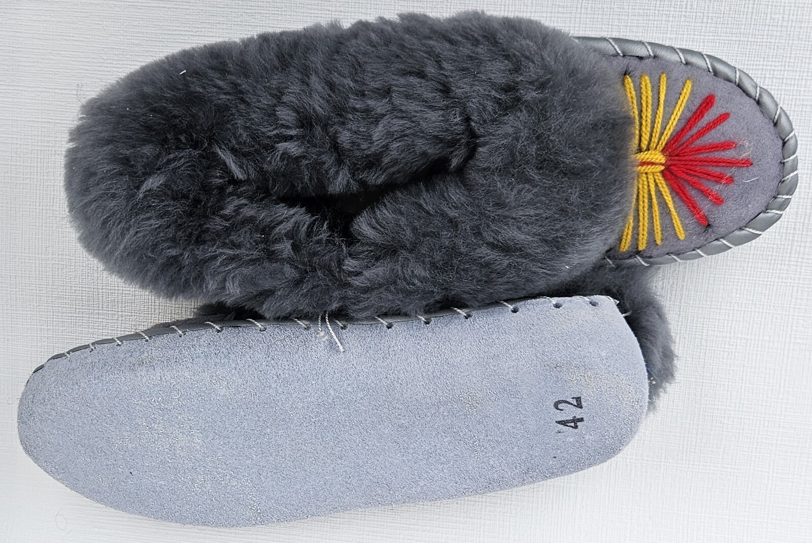 APL LAMMFELL Warme HAUSSCHUHE Gr.42 NEU Schaffell leder Schurwolle Handarbeit (19)