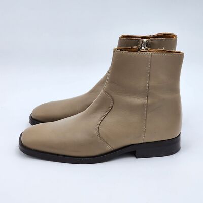 Zara Man Tan Leather Ankle Boots Men display picture 3