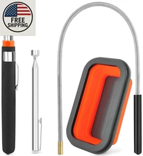 4-Pack Magnetic Pick-Up Tool Set with Tray | Telescoping & Flexible Magnet Kit