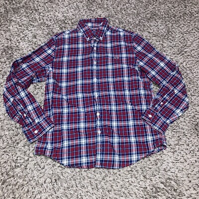 Vineyard Vines Mens Shirt Slim Fit Whale Button Up Medium Plaid Red Blue