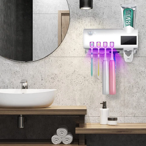 Toothbrush Holder UV Light Sterilizer Cleaner and Automatic Toothpaste Dispenser - Picture 12 of 15