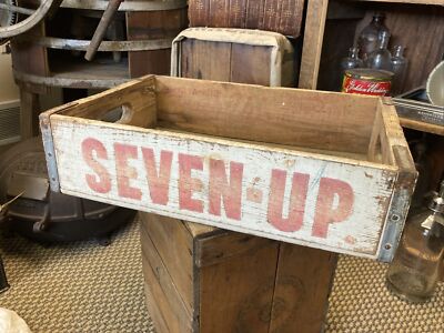Vintage Wooden Soda Crate Seven Up 7-Up Fresh Up Wood Box Milwaukee Wisconsin