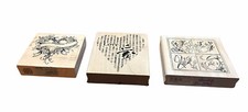 New and Used Rubber Stamp Assortment Lot of 3 Heart Love Themed
