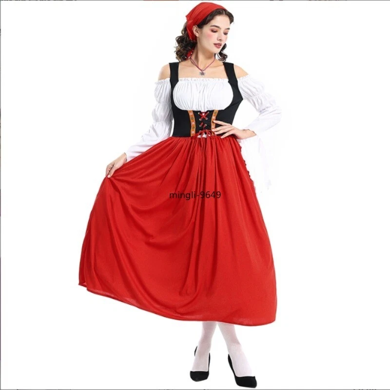 Womans Oktoberfest Costume Christmas Festive Outfit Heidi Beer Maid Party Dress - Image 4 of 4