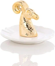 Shiraleah Capricorn Goat Jewelry TRAY Gold Ring Coin Plate Trinket Ram Key Dish