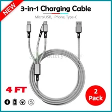 2X 3in1 Multi Charger Cable USB Charging Cord for Apple iPhone 16 Pro/16 Pro Max