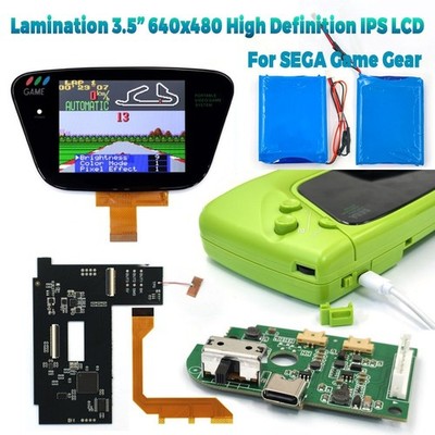 Rechargeable For SEGA  Game Gear GG 3.5'' Laminated LCD HD Backlight IPS Screen