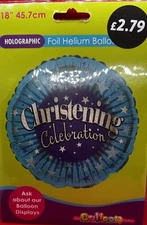 Foil Helium Balloon “Christening Celebration” PARTY 45.7cm Blue