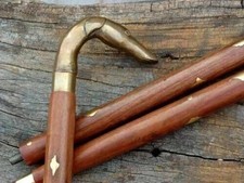 Brass Designer Victorian Handle Wooden Vintage Walking Cane Antique Style Stick