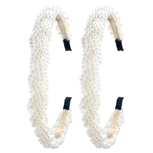 2 Pcs Pearl Headband Baby Girl Wedding Headpiece Elegant Headbands for Women - Picture 6 of 12
