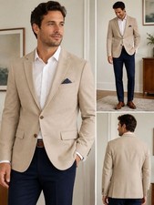 Stafford Regular Fit Taupe Blazer Jacket Medium Wool Blend Classic NWT
