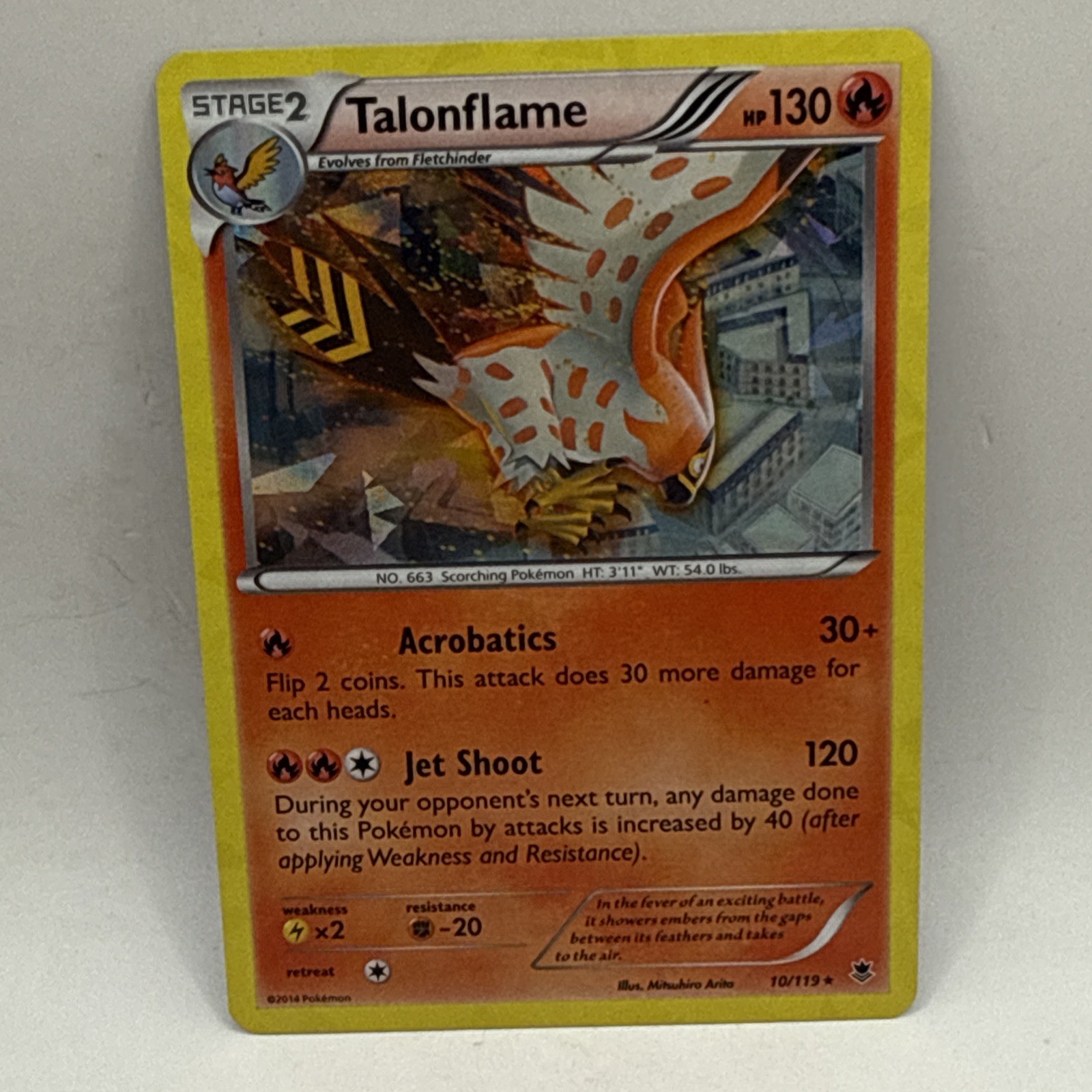 Talonflame 10/119 Cracked Ice Holo Rare Pokemon Card Theme Deck HP Card