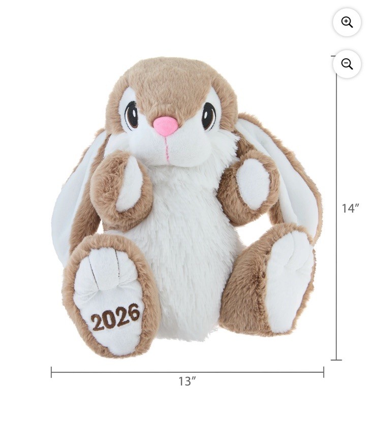Large 2026 Hopster Bunny Plush, Brown, 14