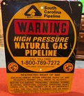 Vintage Warning Natural Gas Pipeline Metal Sign COLUMBIA SOUTH CAROLINA 16" X12"