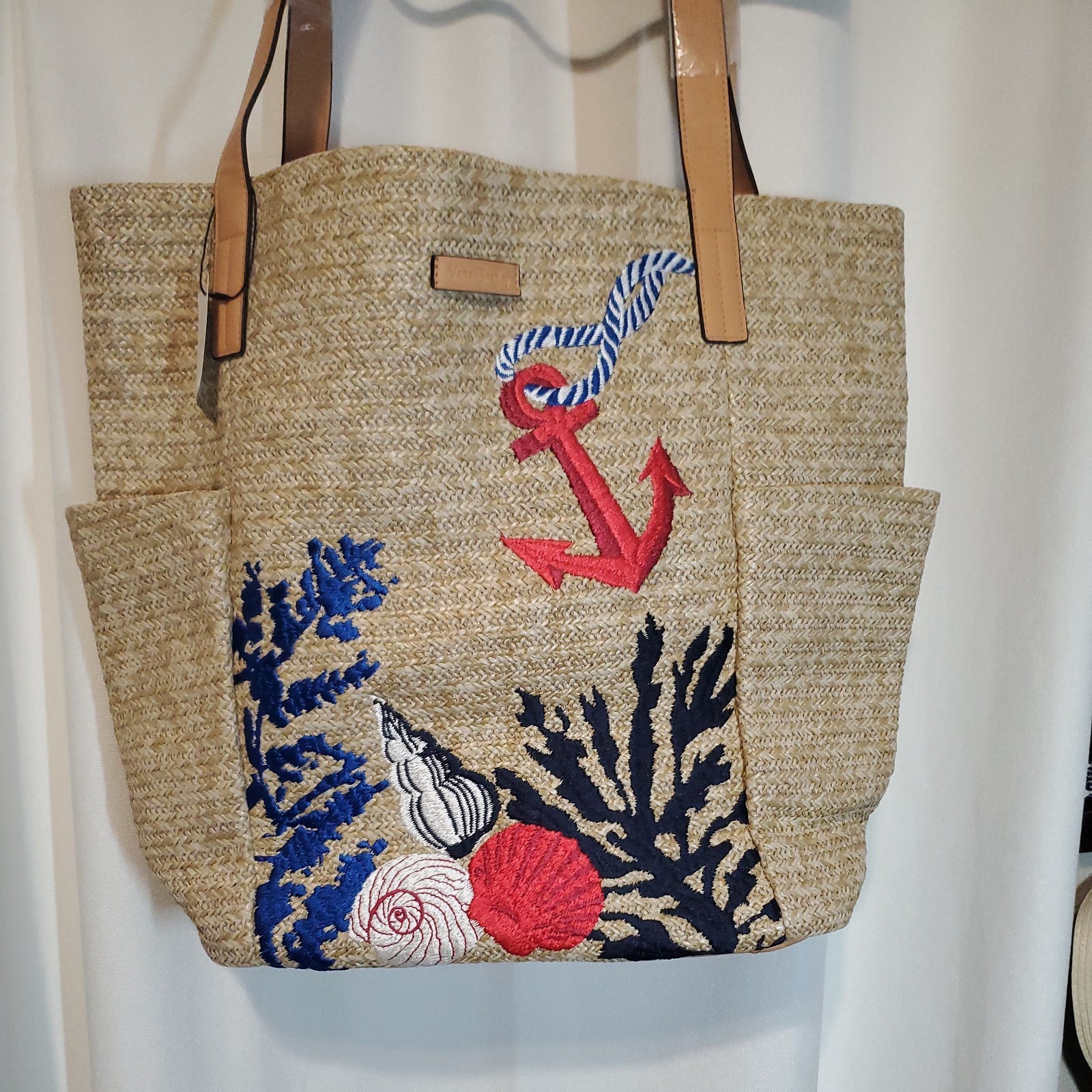 Vera Bradley Straw Beach Tote Bag Ocean Sea Life NWT