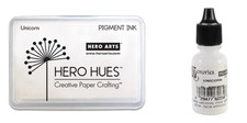 Hero Arts Unicorn White Ink Pad AF249 and Reinker NK026 , Bundle of 2 Items
