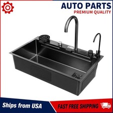 31.5in Flying Rain Stainless Steel Waterfall Kitchen Sink Digital Faucet 31.5"