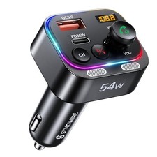 Bluetooth 5.4 FM Transmitter Car Adapter 54W PD 36W  18W  Stronger Black
