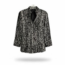 Chicos Jacket 0 Small Mesh Pleated Textured Full Zip Animal Print Lightweight