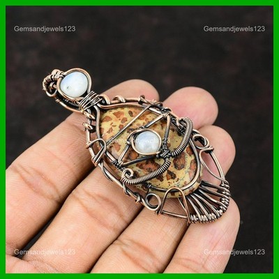 Halloween Sale Copper Asteroid Jasper Gemstone Rainbow Moonstone Pendant Jewelry
