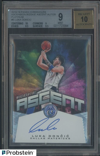 2018-19 Panini Chronicles Ascension Platinum Luka Doncic RC 1/1 BGS 9 mit 10 AUTO