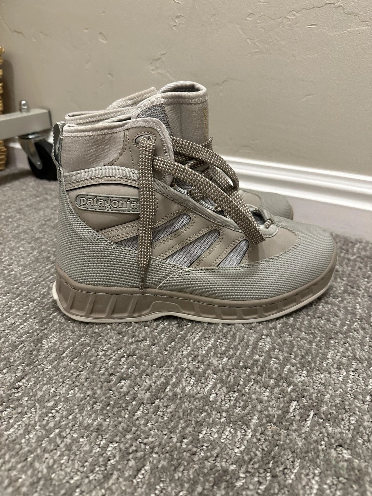 Patagonia Marlwalker Wading Boots Mens 7 Gray Khaki Fishing Flats Boat Shoes